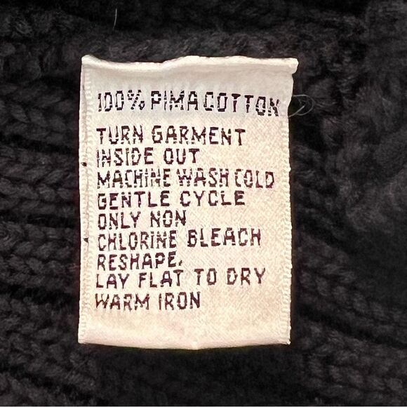 Talbots Women's Ribbed Knit Cardigan Size M Black Cotton Chunky Preppy Classic - Picture 7 of 7
